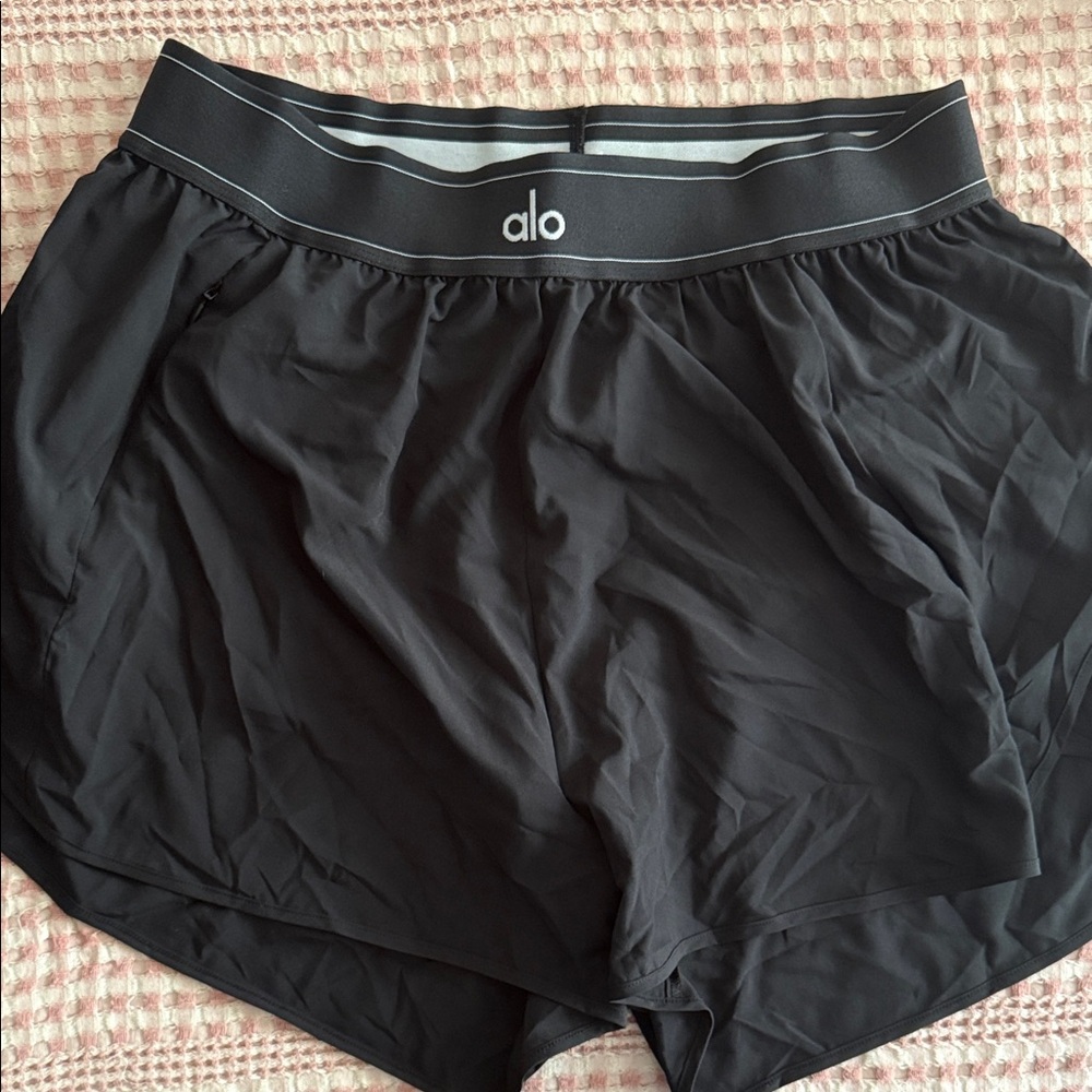 ALO Yoga Women's Athletic Black Shorts -Match point